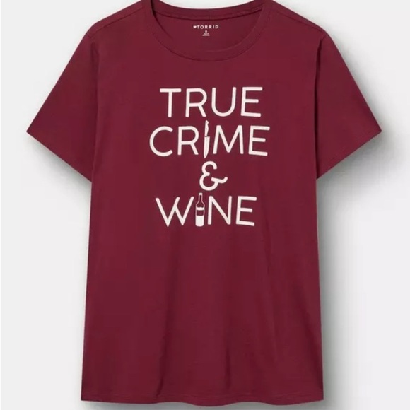 torrid Tops - torrid NWOT Burgundy 'True Crime & Wine' Short Sleeve Graphic Tee